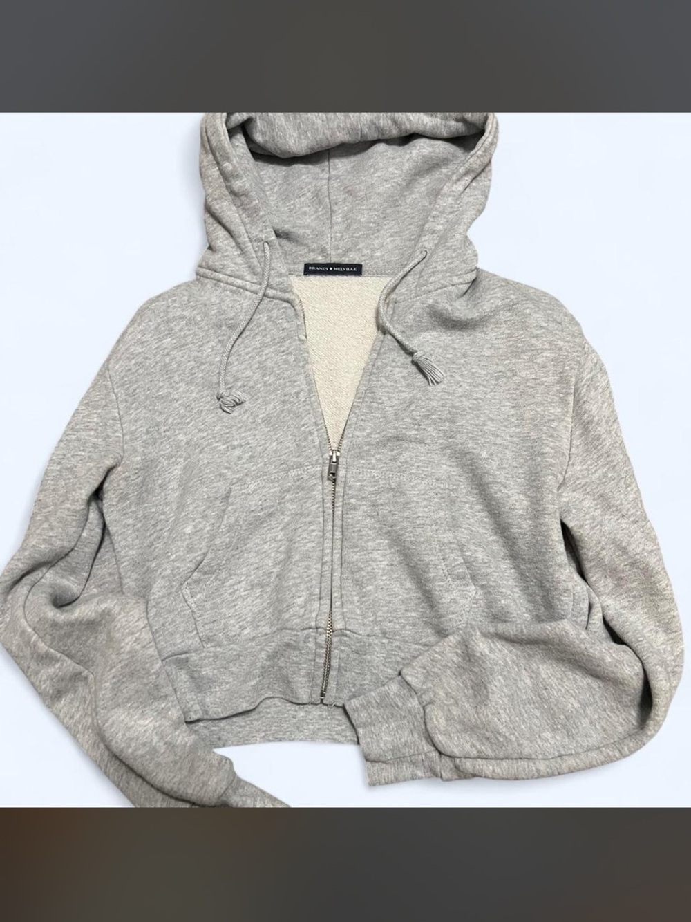 Brandy Melville Light Heather Gray Zip Hoodie